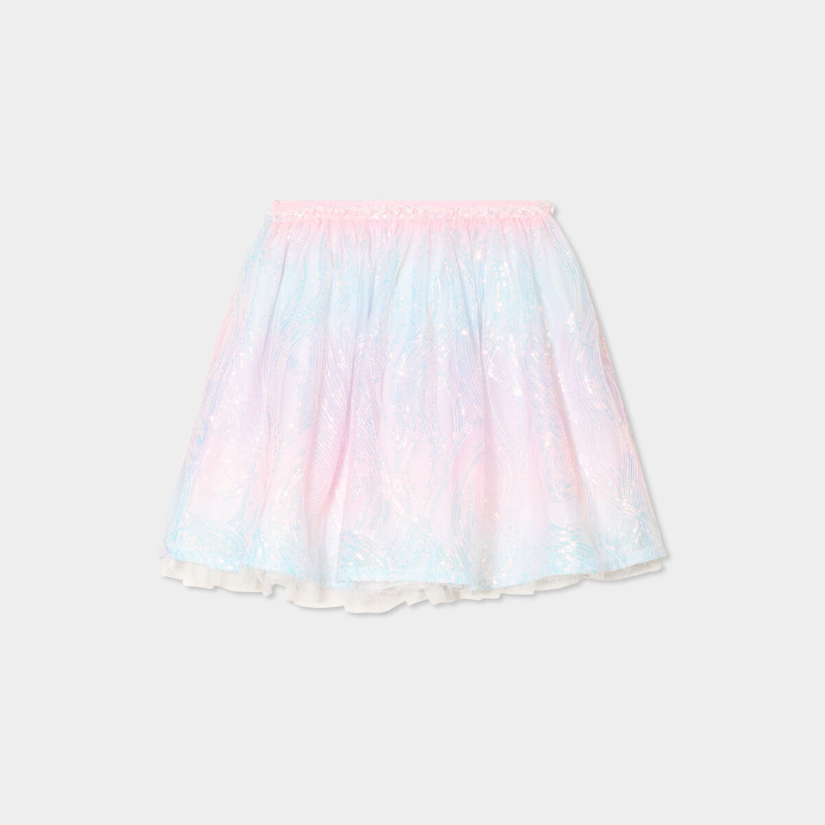 Jupe courte résille à sequins multicolore fille
