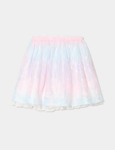 Jupe courte résille à sequins multicolore fille
