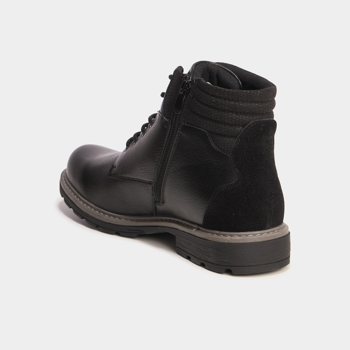 Bottines montantes crant&eacute;es zipp&eacute;es noir homme