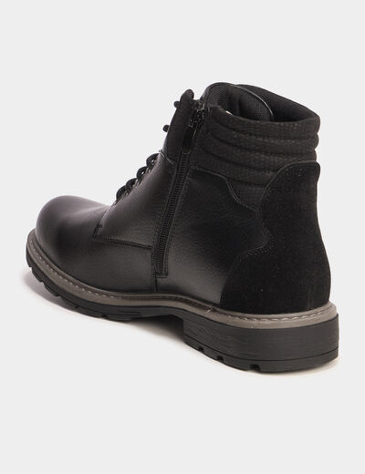 Bottines montantes crant&eacute;es zipp&eacute;es noir homme