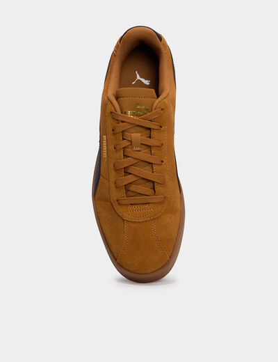 Baskets &agrave; lacets en cuir Puma Club II camel homme