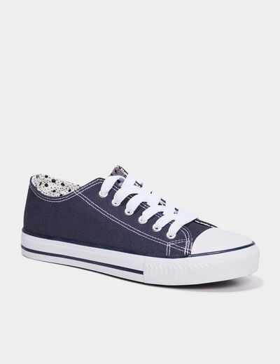 Tennis en toile à lacets bleu marine femme