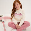 Sweat &agrave; capuche hoodie &agrave; logo creme fille