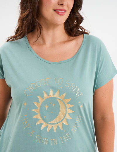 Ensemble pyjama corsaire et t-shirt bleu gris femme grande taille