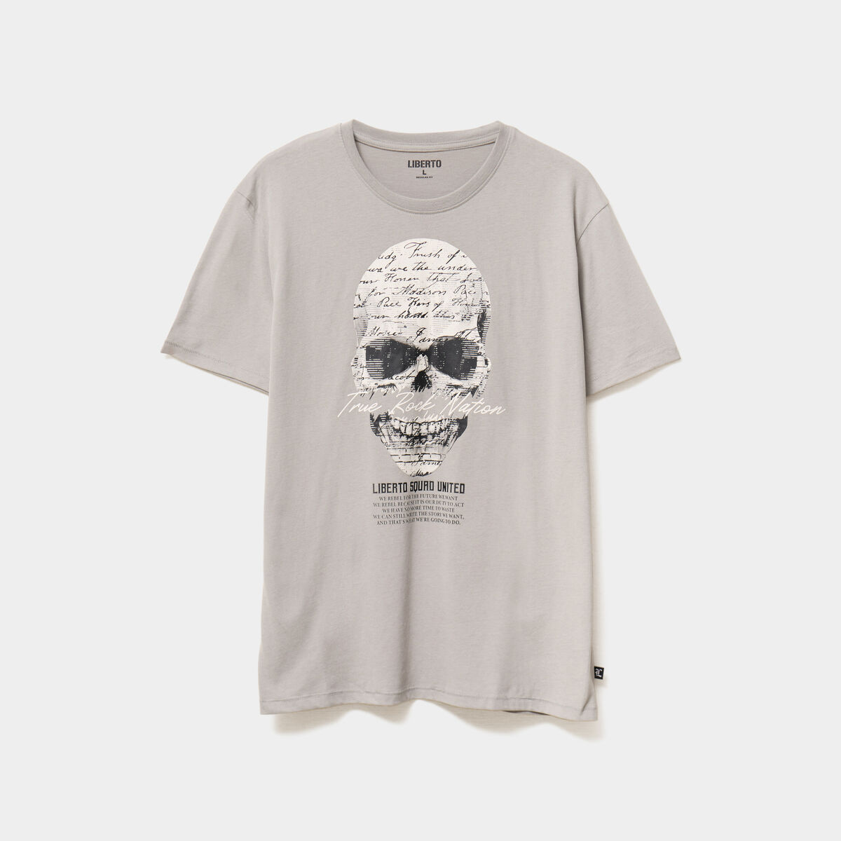 T-shirt col rond manches courtes coton gris homme