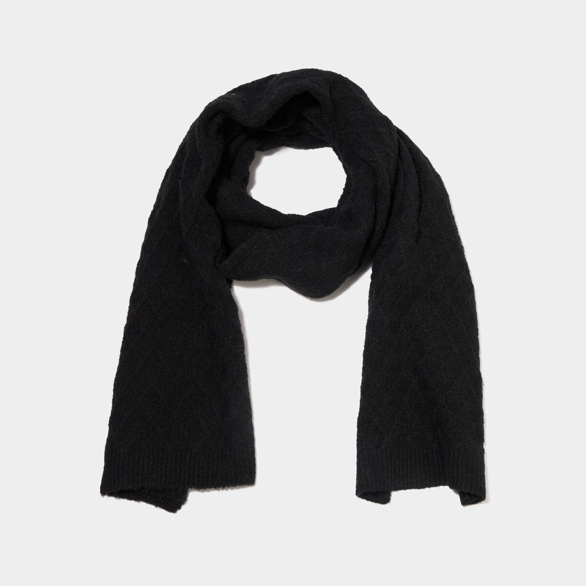 &Eacute;charpe tricot&eacute;e rectangulaire noir femme