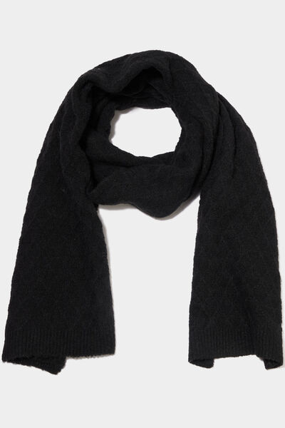 &Eacute;charpe tricot&eacute;e rectangulaire noir femme