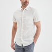 Chemise manches courtes lin m&eacute;lang&eacute; blanc homme