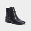 Bottines à talons plats détails cloutés noir femme