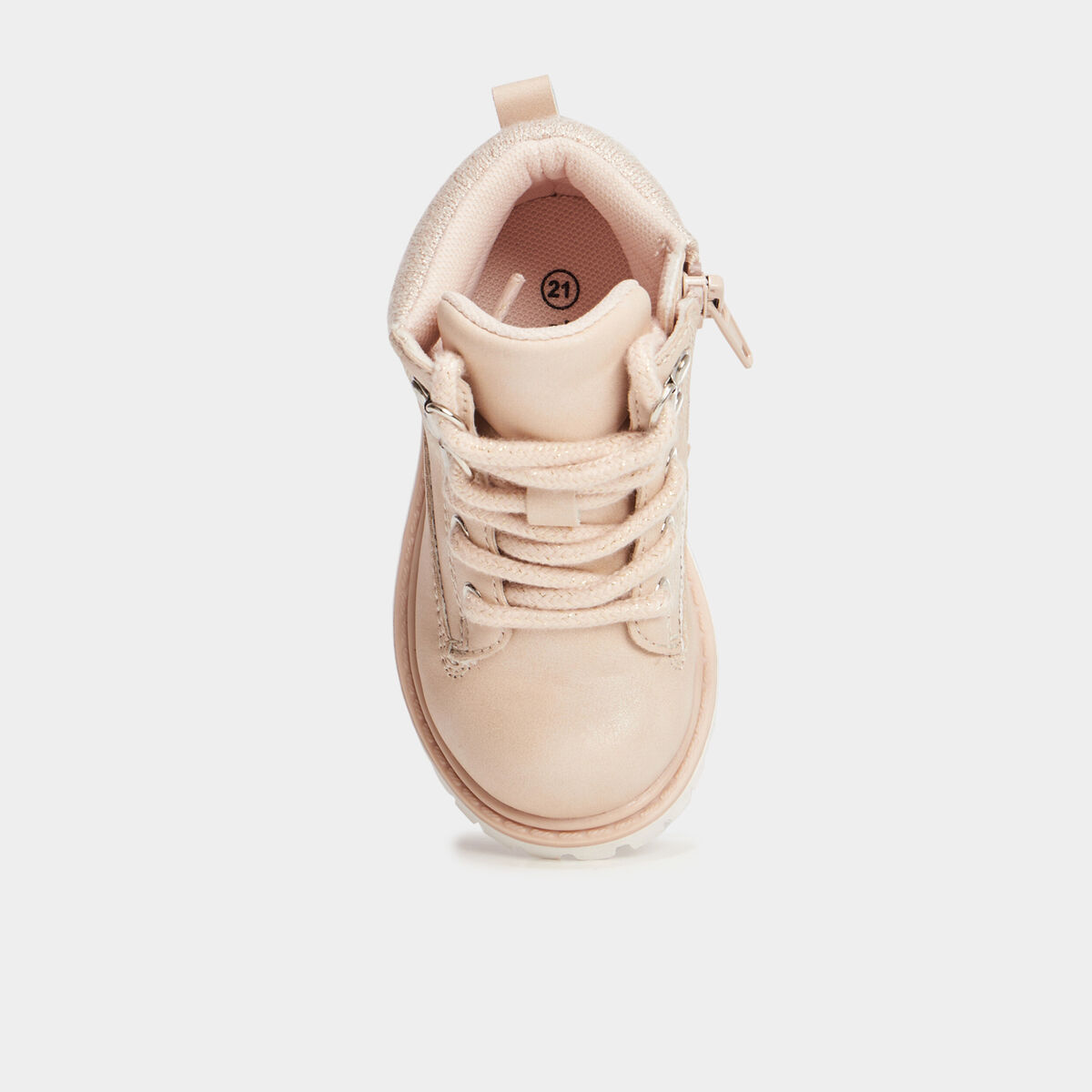Boots zipp&eacute;es &agrave; lacets Trappeur rose clair b&eacute;b&eacute; fille