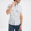 Chemise droite manches courtes coton ecru homme