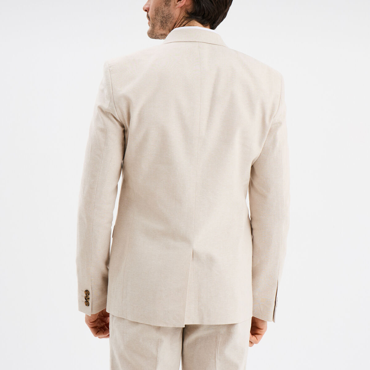 Veste blazer droite lin m&eacute;lang&eacute; gris clair homme