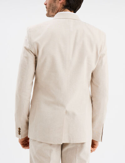 Veste blazer droite lin m&eacute;lang&eacute; gris clair homme