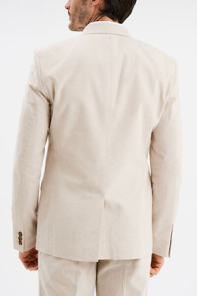Veste blazer droite lin m&eacute;lang&eacute; gris clair homme