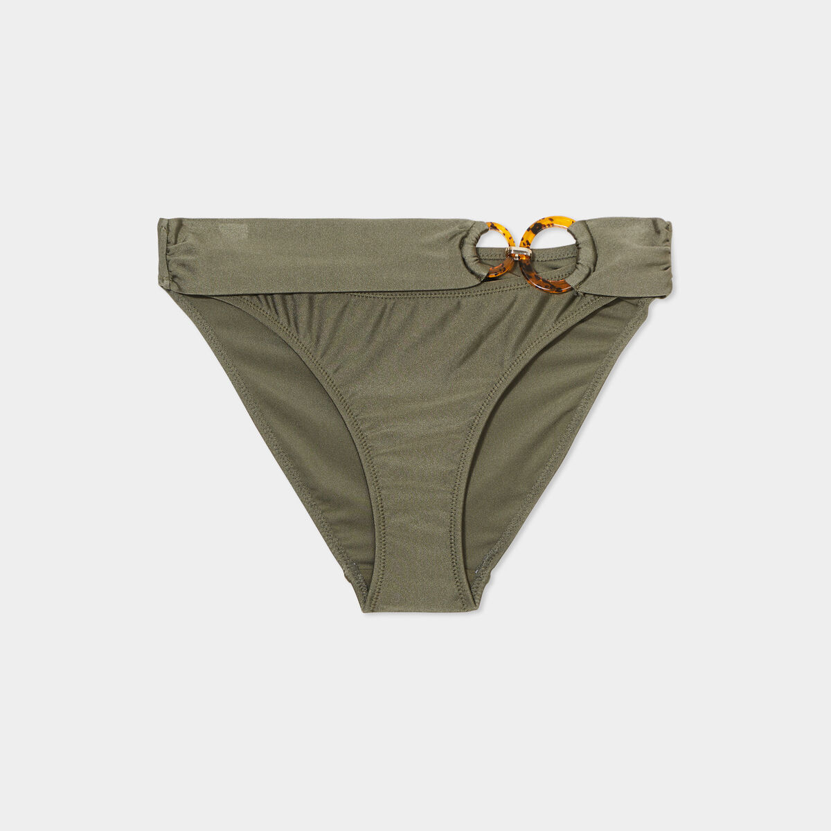Bas de maillot de bain avec anneaux vert kaki femme