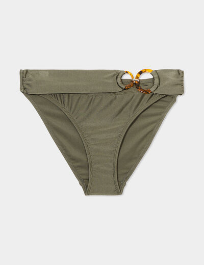Bas de maillot de bain avec anneaux vert kaki femme