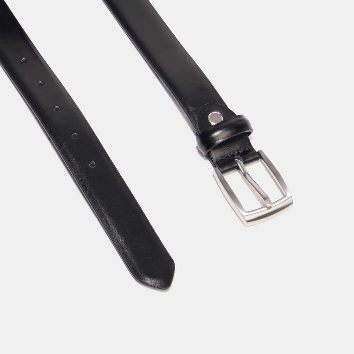 Ceinture rectangulaire en cuir noir homme