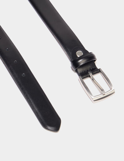 Ceinture rectangulaire en cuir noir homme