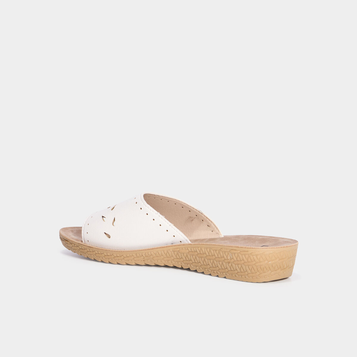 Chaussons mules d&eacute;tails fleurs blanc femme