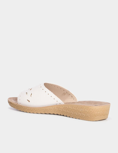Chaussons mules détails fleurs blanc femme