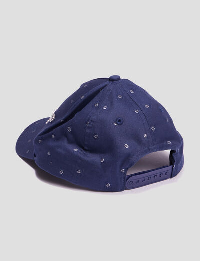 Casquette avec perles bleu marine fille