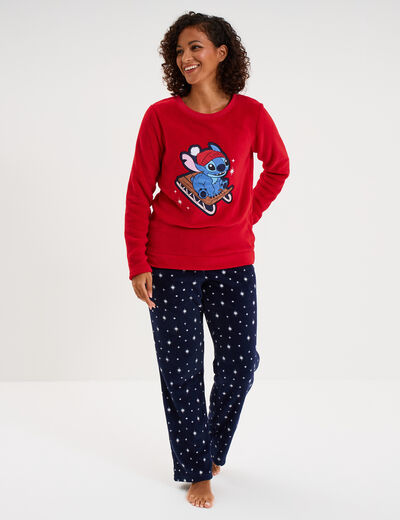 Ensemble pyjama de No&euml;l Stitch rouge femme