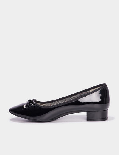 Ballerines à talons vernies noir femme