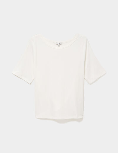 T-shirt ajust&eacute; col rond effet c&ocirc;tel&eacute; blanc femme grande taille