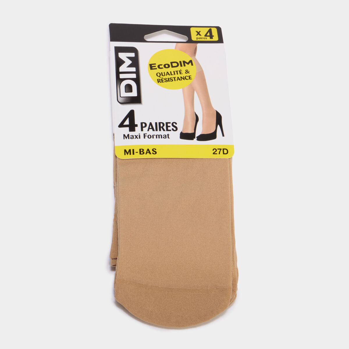 Lot 4 paires mi-bas DIM beige femme