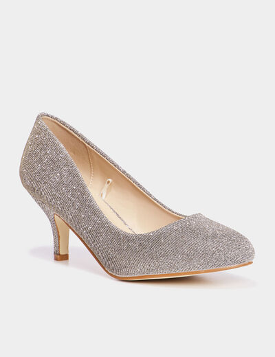 Escarpins à talons et paillettes gris argent femme