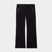 Pantalon droit &agrave; pont taille &eacute;lastiqu&eacute;e noir femme