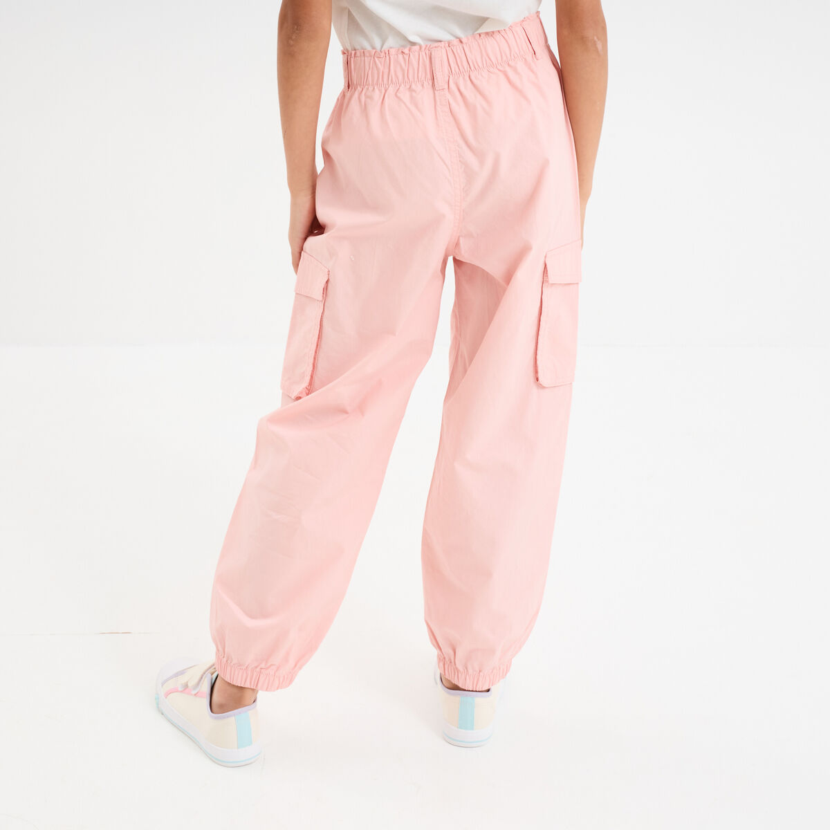 Pantalon parachute battle poches côtés rose pastel fille