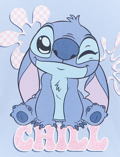 T-shirt manches courtes coton Stitch bleu fille