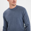 Pull en maille textur&eacute;e col rond bleu fonc&eacute; homme
