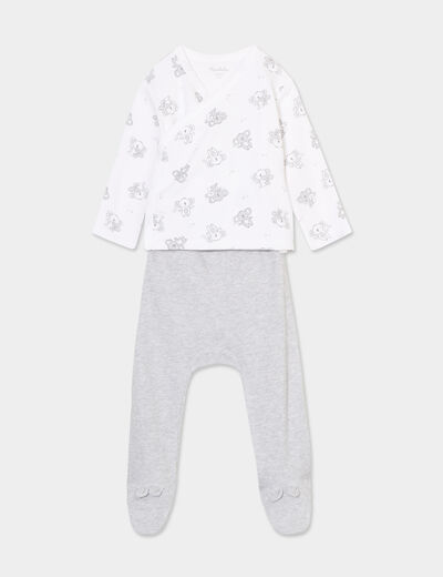 Ensemble naissance 2 pièces coton blanc bébé garçon