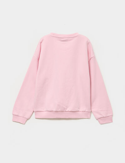 Sweat col rond manches longues rose clair fille