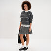 Pull col rond &agrave; sequins manches longues gris femme