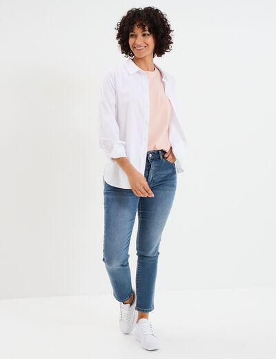 T-shirt col rond manches courtes coton vieux rose femme