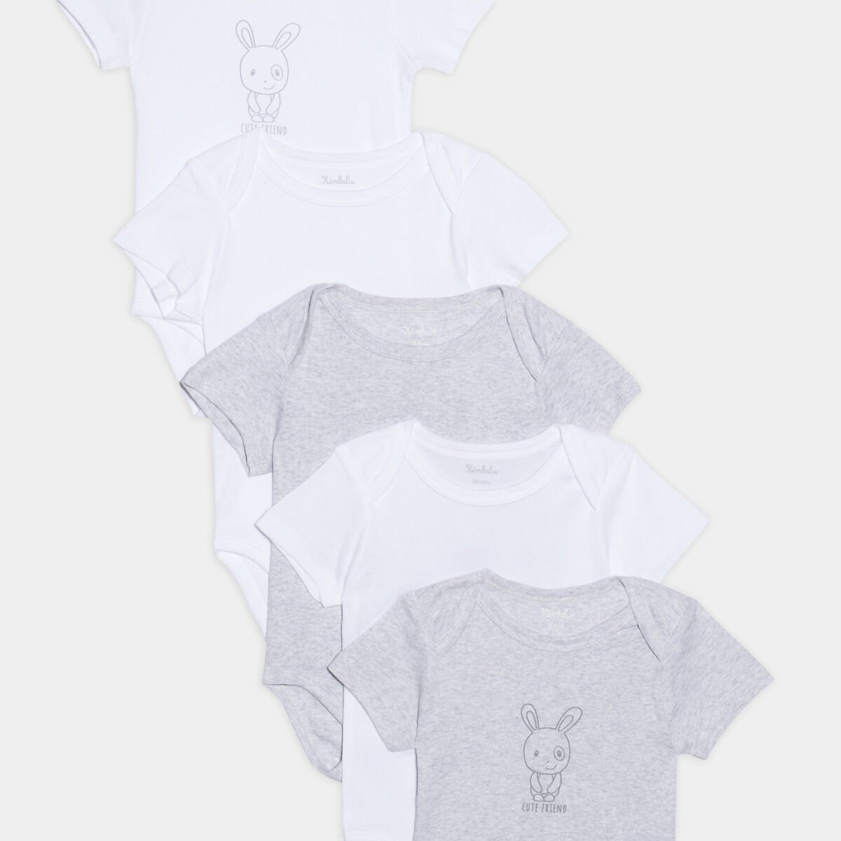 Lot 5 bodies US coton gris clair bébé
