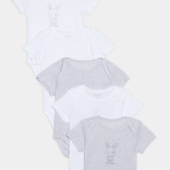 Lot 5 bodies US coton gris clair bébé