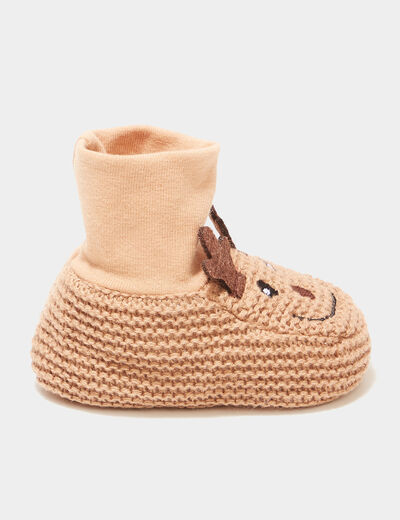 Chaussettes d'intérieur mi-hautes coton sable bébé garçon