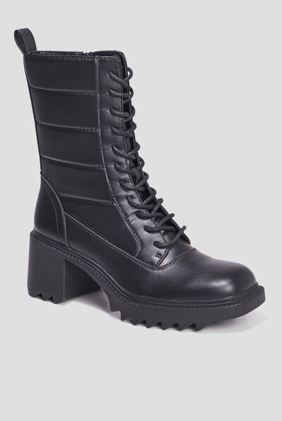Bottes à talons crantées noir femme