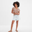 T-shirt col en V manches courtes terracotta femme