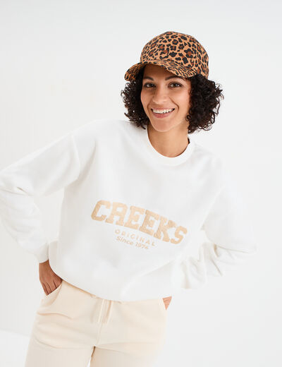 Sweat col rond manches longues Creeks blanc femme