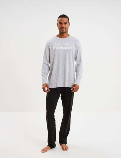 Ensemble pyjama 2 pièces coton gris clair homme