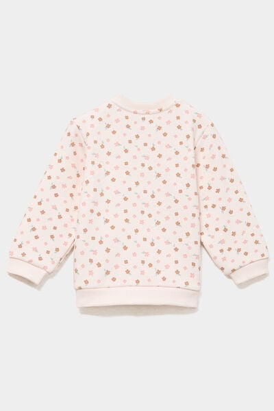 Sweat molletonn&eacute; avec boutons &eacute;paule creme b&eacute;b&eacute; fille