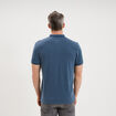 Polo textur&eacute; manches courtes coton bleu gris homme