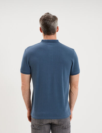 Polo textur&eacute; manches courtes coton bleu gris homme