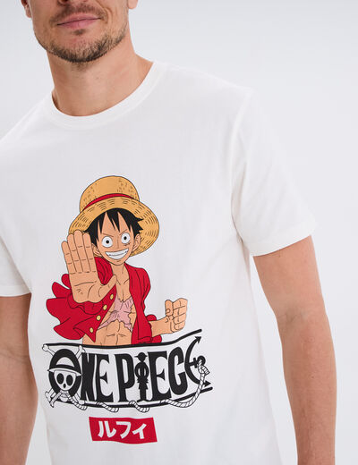 T-shirt manches courtes One Piece Luffy ivoire homme