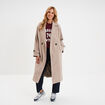 Manteau long boutonn&eacute; beige femme